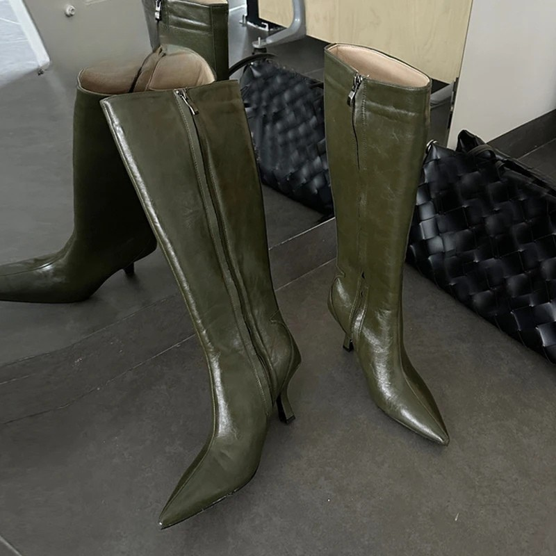 Pointed Toe Knee High Boots