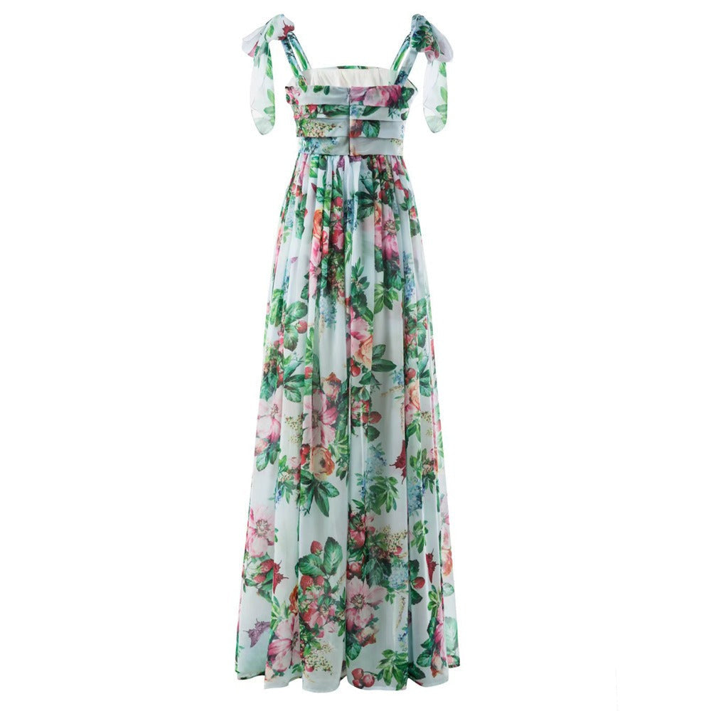 Rose Print Pleated Dress