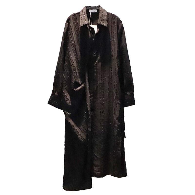 Lapel Fashion Mid-Length Pleated Shirt Skirt Autumn New Simple Loose Large Size Dress Women