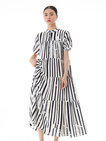 Striped Patchwork Pullover Shirt Dress