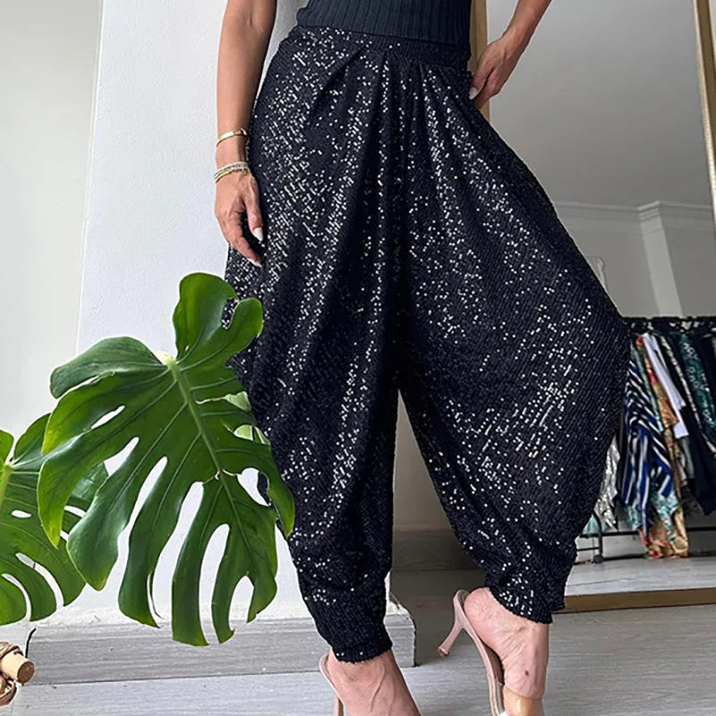 Harem Sequined Solid Pant
