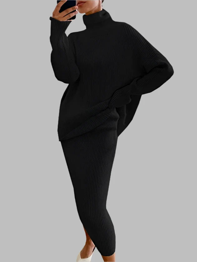 Cozy Knitted Turtleneck Sweater Dress