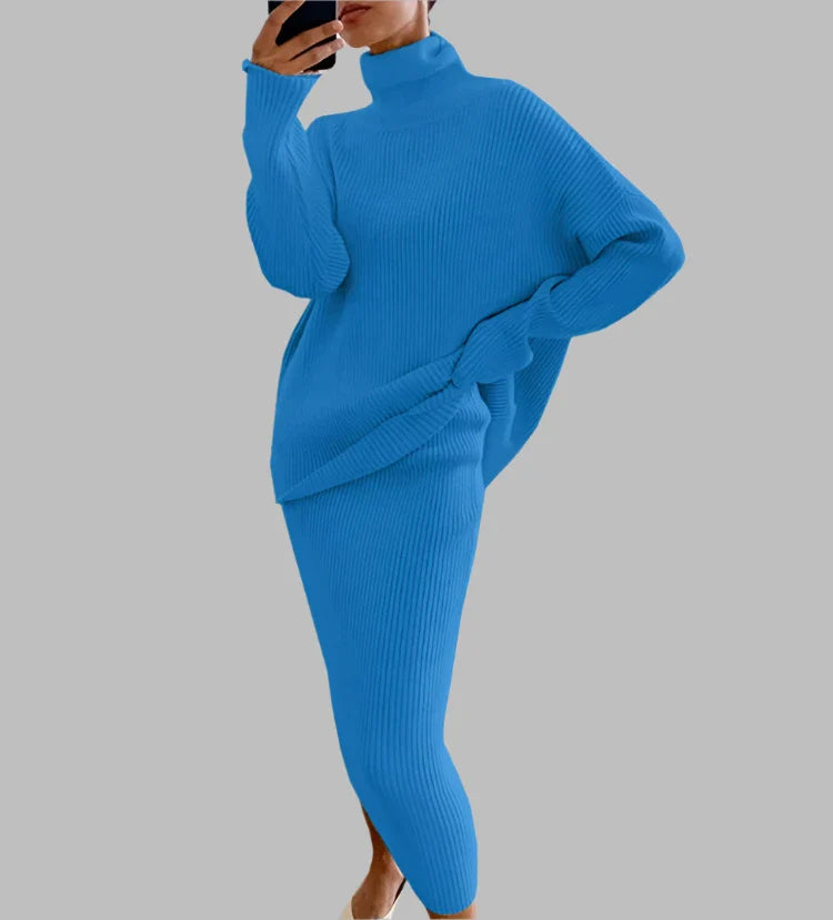 Cozy Knitted Turtleneck Sweater Dress