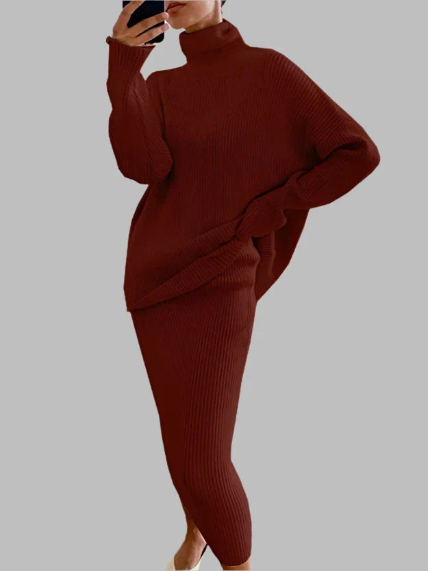 Cozy Knitted Turtleneck Sweater Dress