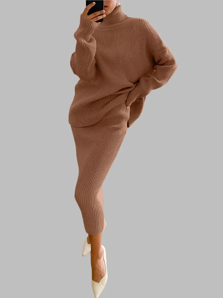 Cozy Knitted Turtleneck Sweater Dress