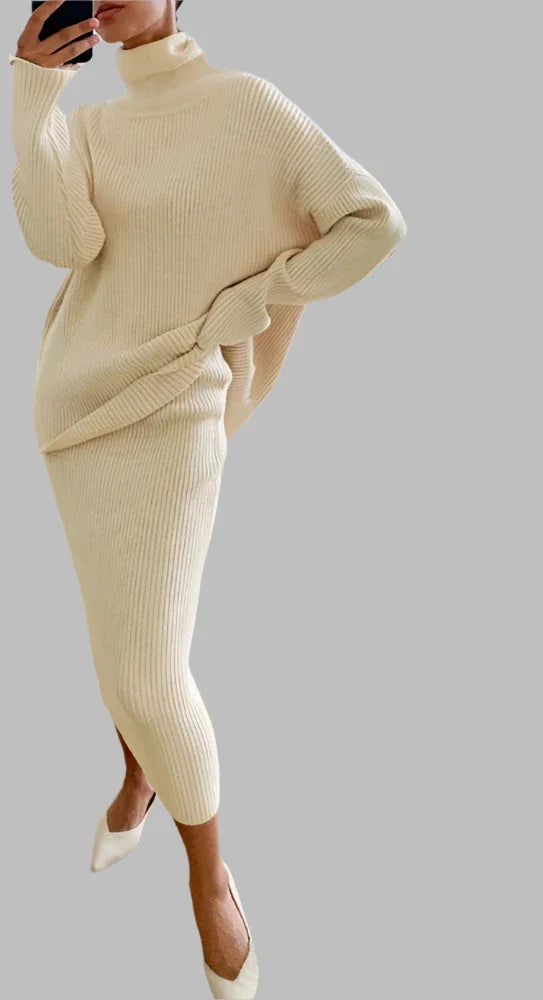 Cozy Knitted Turtleneck Sweater Dress