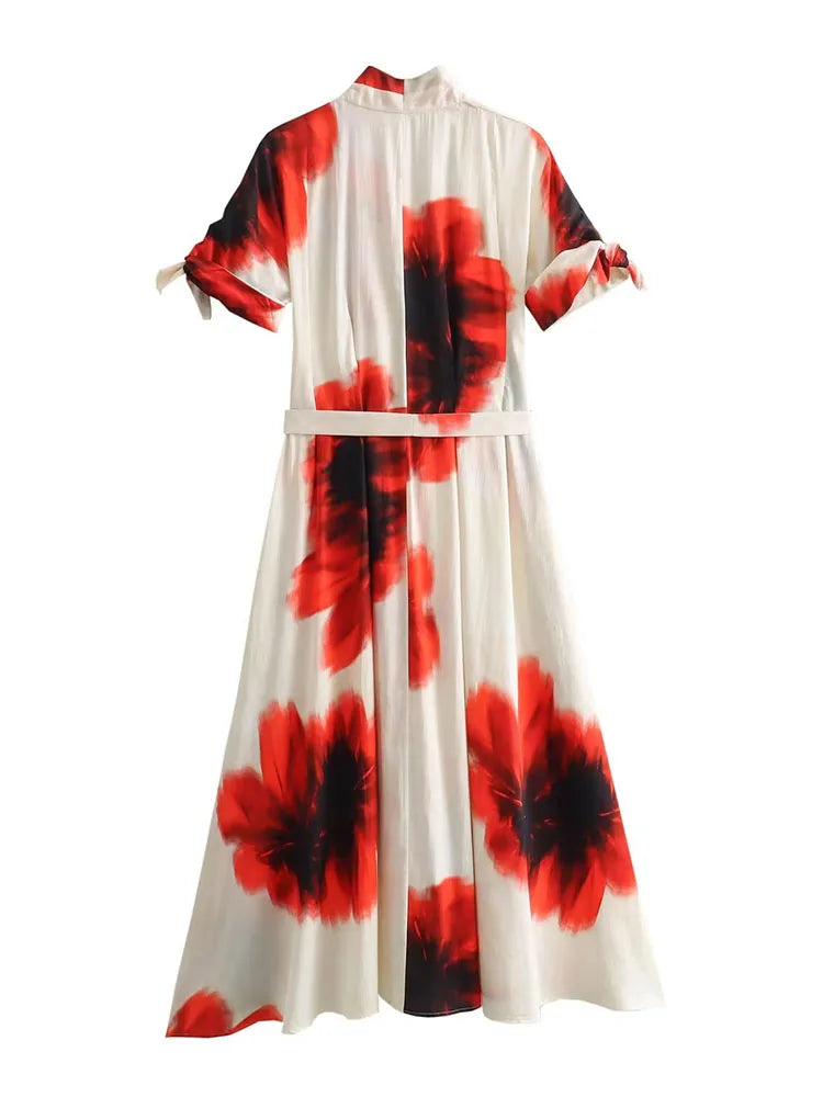 Bright Printed Shirt-Style Casual Dress for Women