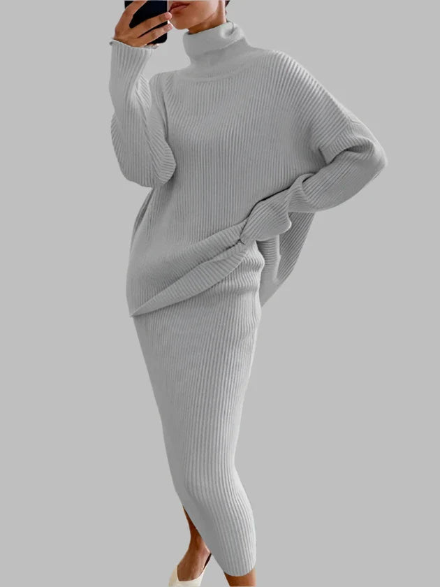Cozy Knitted Turtleneck Sweater Dress