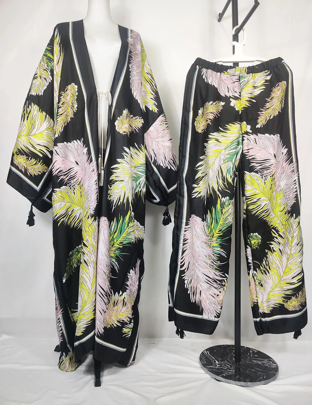 Two Piece African Set - Kaftan Pant + Long Kimono