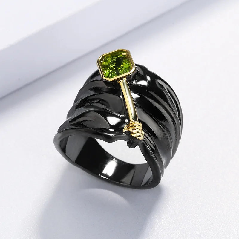 Black Gold & 925 Sterling Silver Cocktail Ring