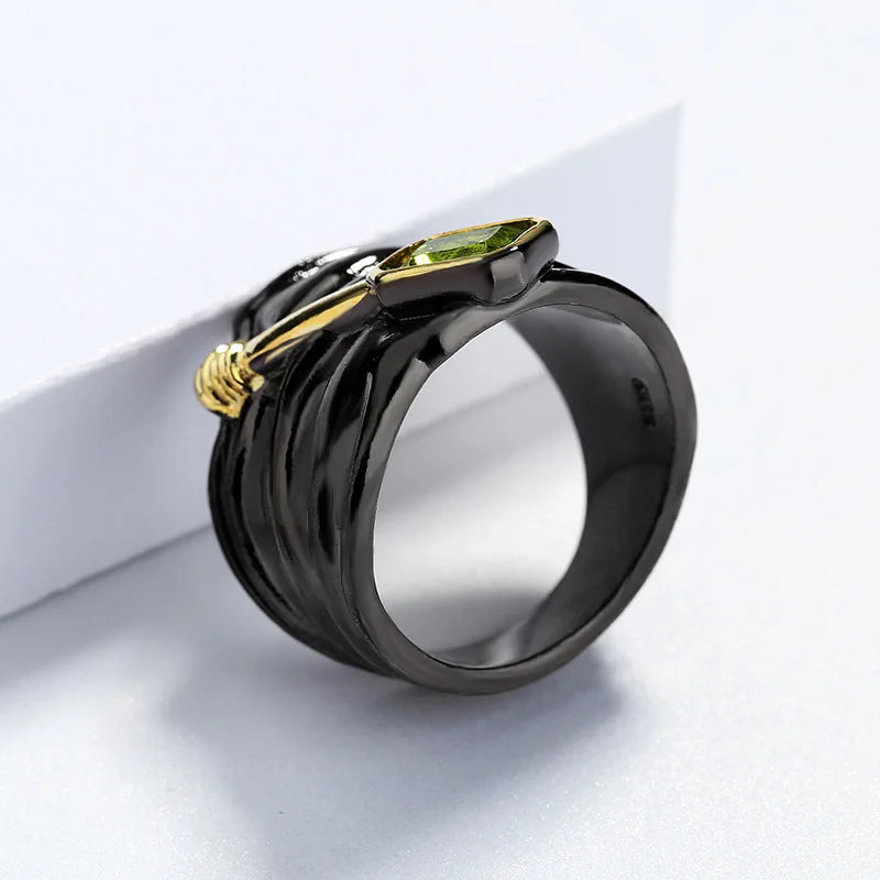 Black Gold & 925 Sterling Silver Cocktail Ring