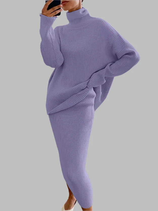 Cozy Knitted Turtleneck Sweater Dress