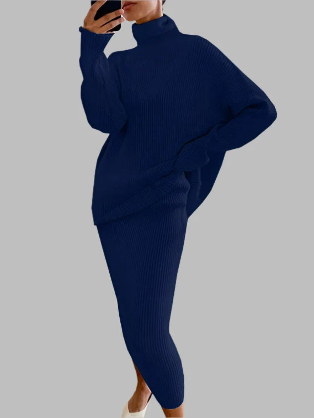 Cozy Knitted Turtleneck Sweater Dress