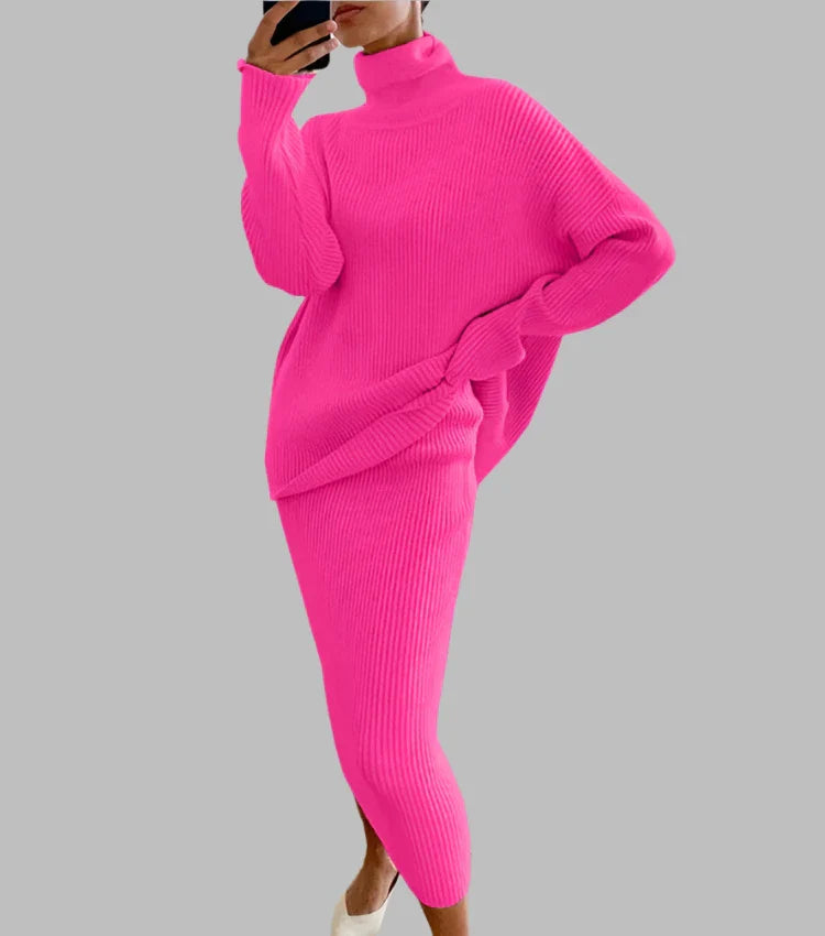 Cozy Knitted Turtleneck Sweater Dress