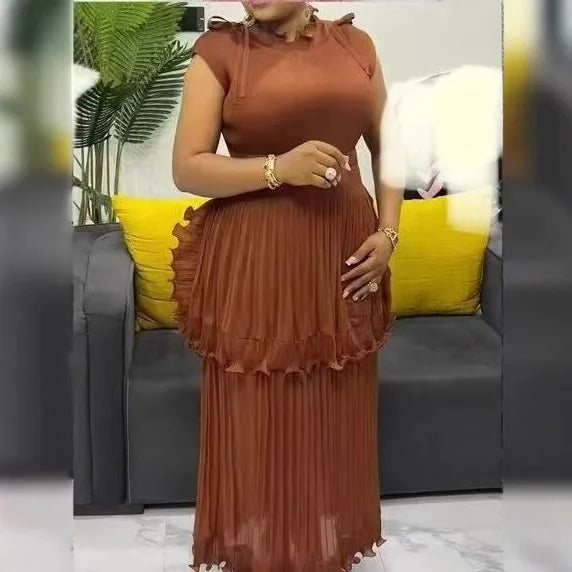 Elegant Ruffles Sleeveless Stretch Dress