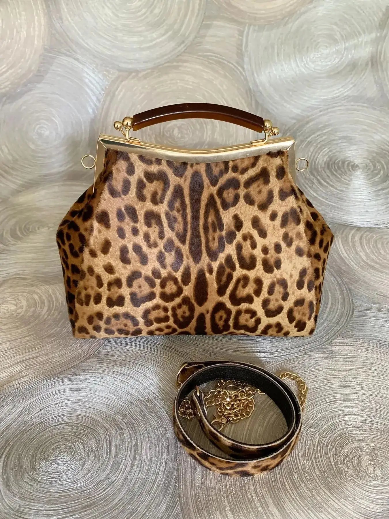 Vintage Leather Leopard Bag