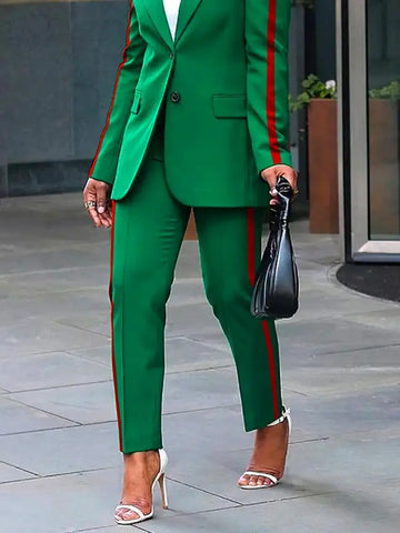 Side Striped High Waist Suit Pants