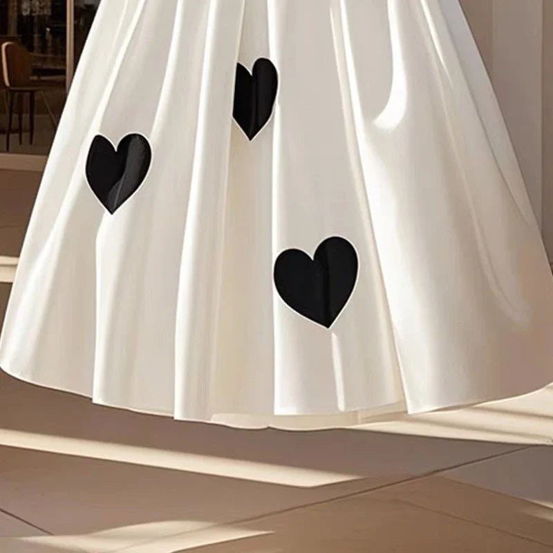 Sweetheart High Waist White Skirt