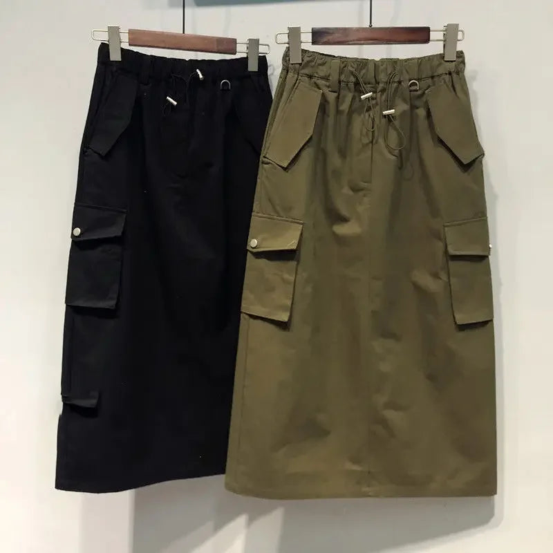 Elastic Waist Cargo Skirt| Casual Utility Women¡¯s Skirt