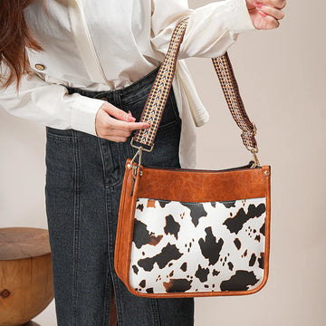 Casual Cow Print Crossbody Bag for Women