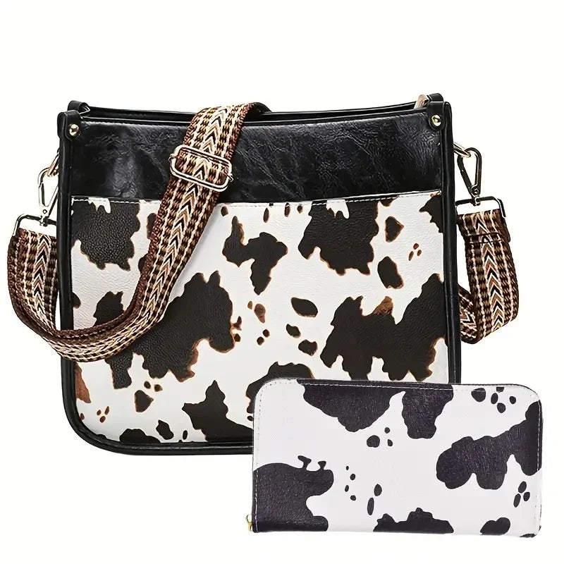 Casual Cow Print Crossbody Bag for Women