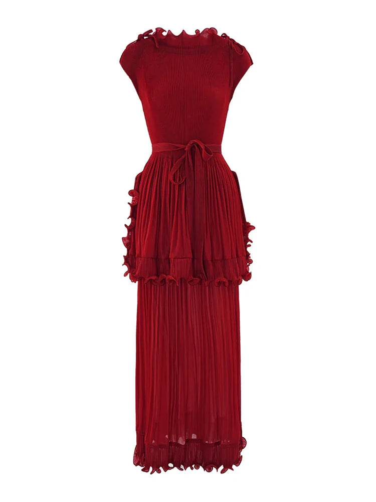 Elegant Ruffles Sleeveless Stretch Dress