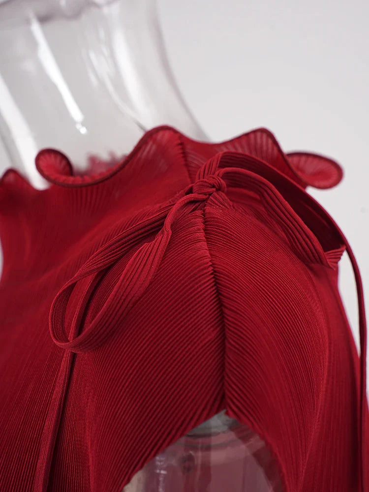 Elegant Ruffles Sleeveless Stretch Dress