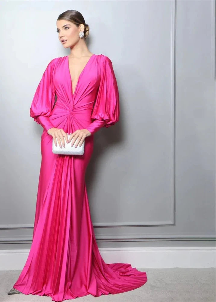 Floor-Length V-Neck Evening Gown