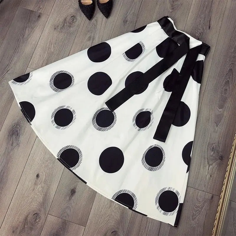 Polka Dot Skirt with Satin waist Tie