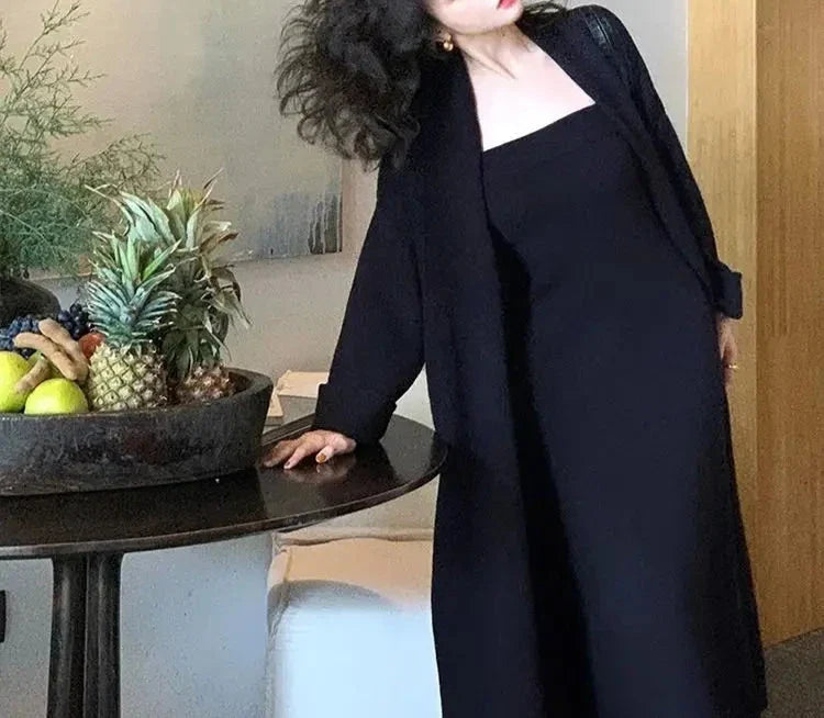 Fall 2025 Strapless Dress & Long Cardigan Set for Women