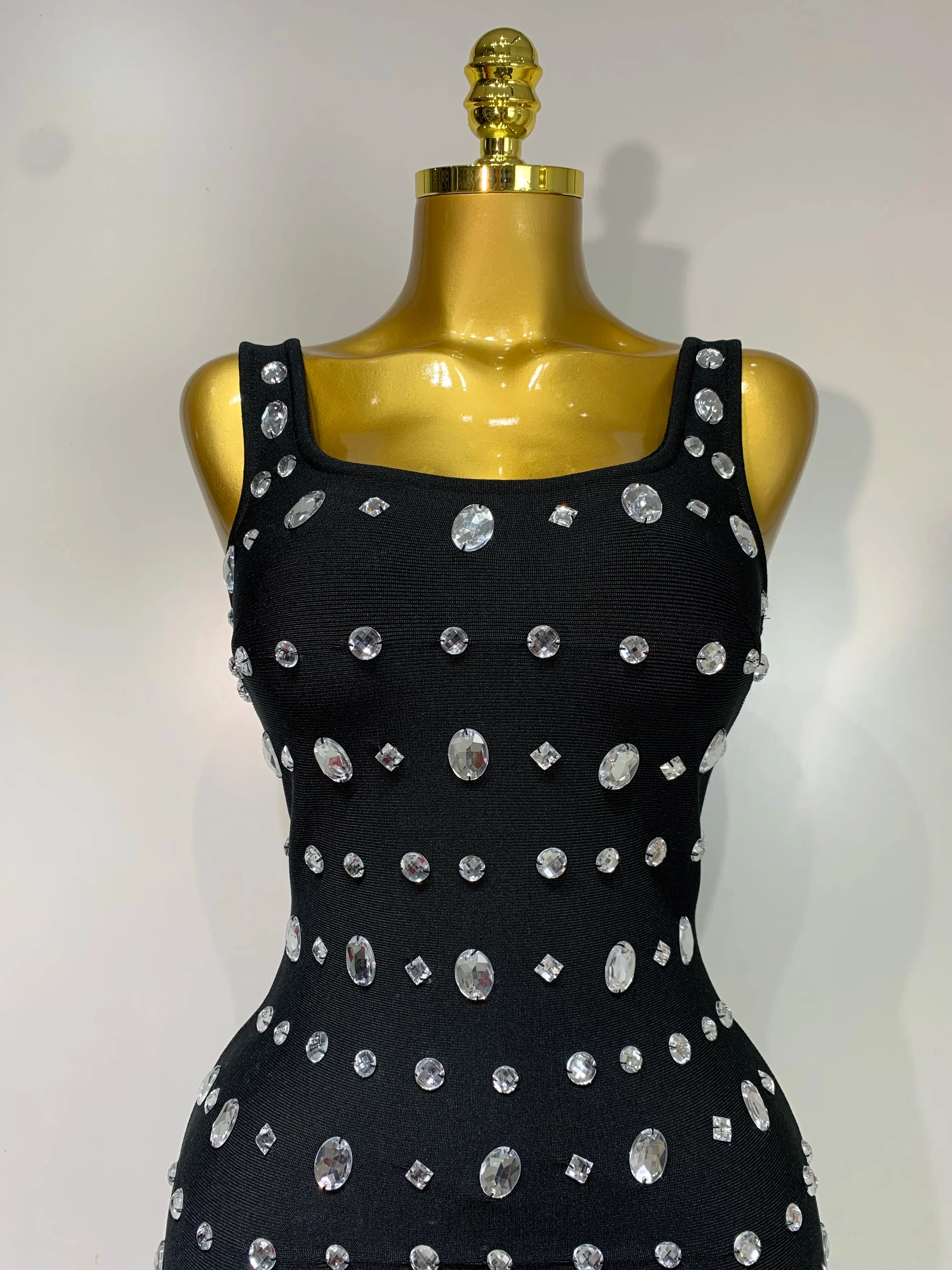 Rhinestone Bodycon Maxi Dress