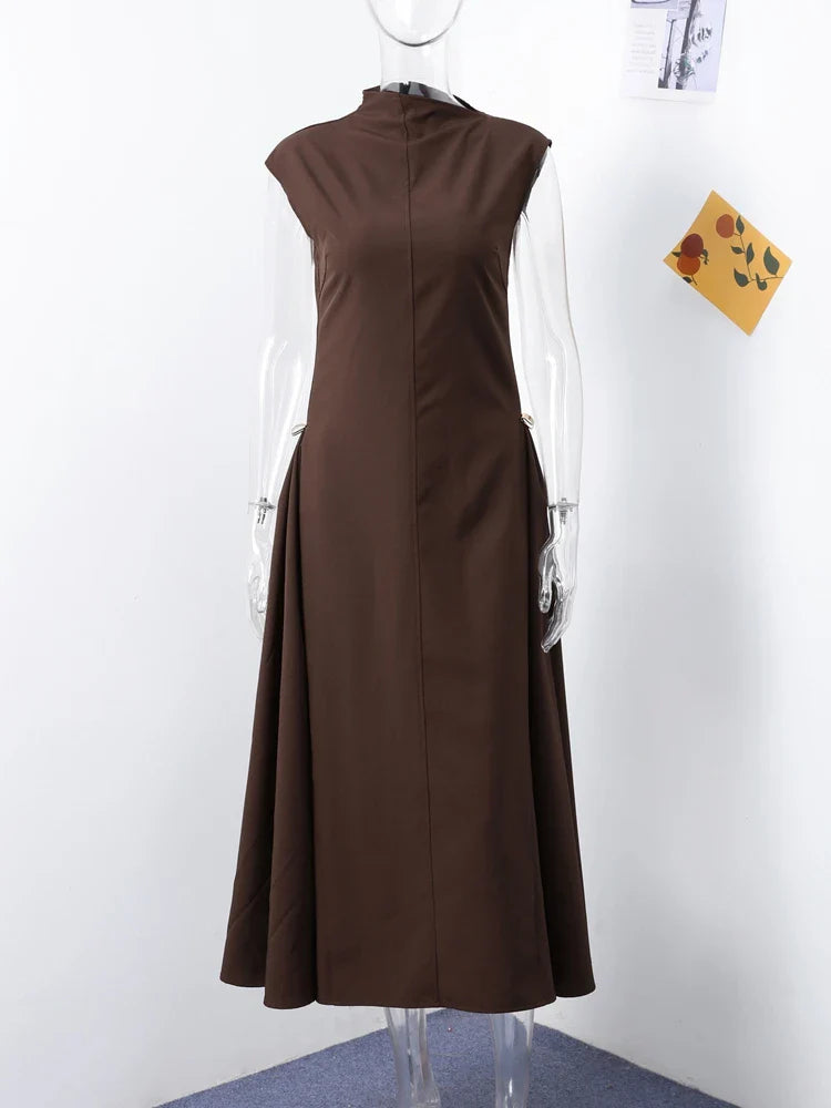 Elegant Sleeveless Black Long Dress