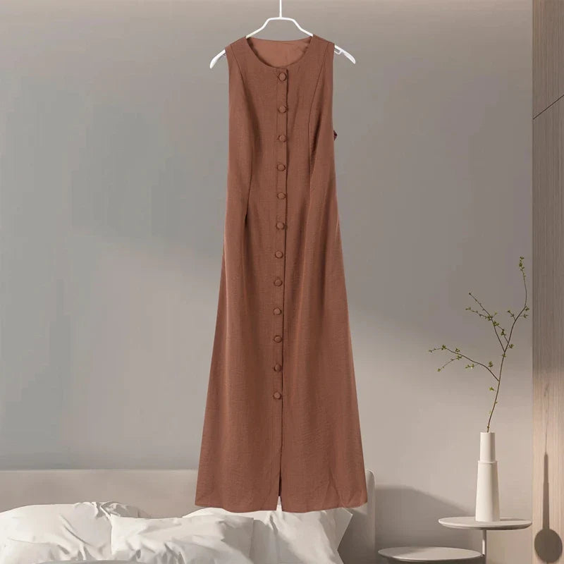 Elegant Sleeveless O-Neck Long Dress