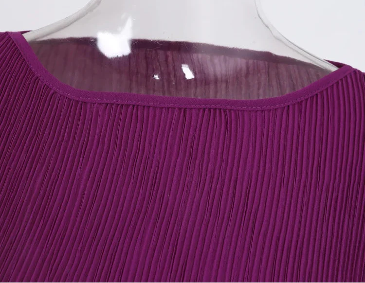 Bright Ruffled Pleated Asymmetrical Dress