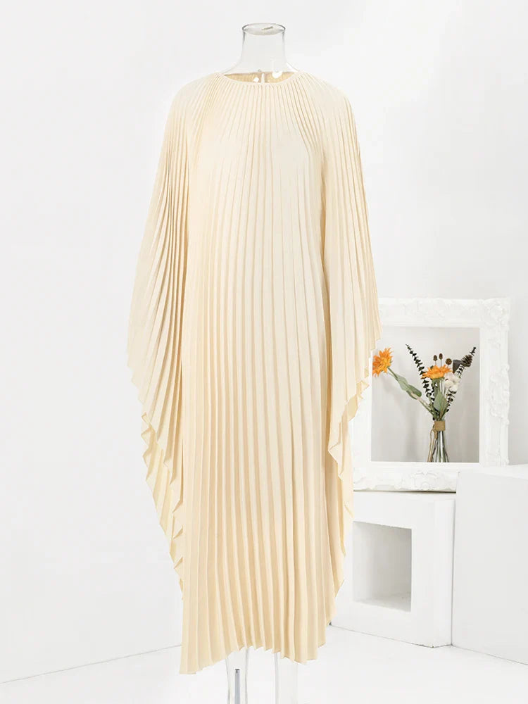 Elegant Pleated Batwing Dress for Women