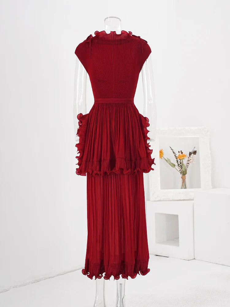 Elegant Ruffles Sleeveless Stretch Dress