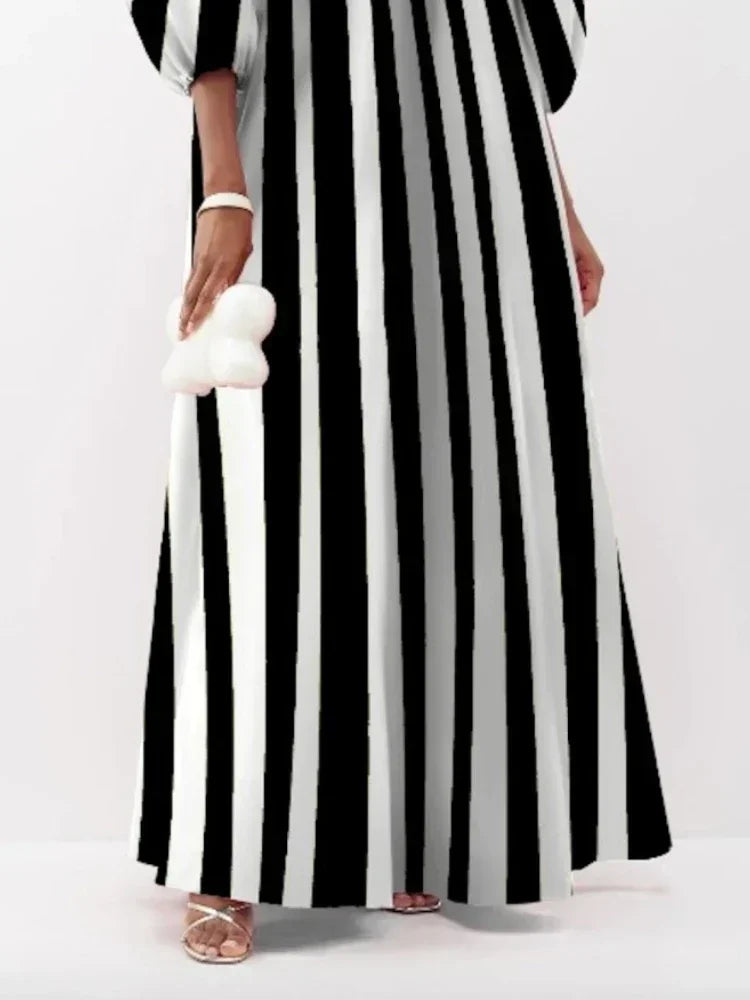 Striped V-Neck Maxi Dress