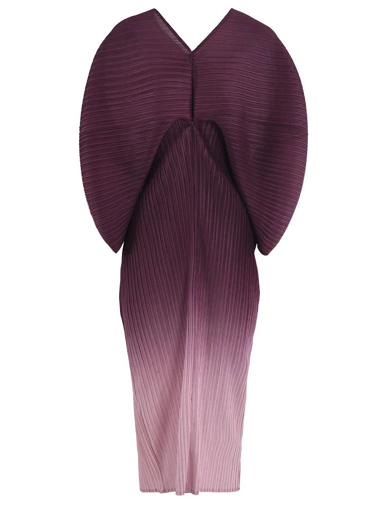 Bright Ombre Gradient Pleated Dress