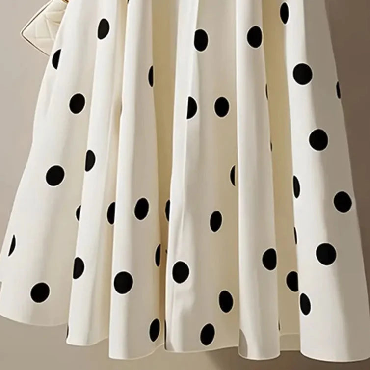 White High Waist A-line Polka Dot Skirt