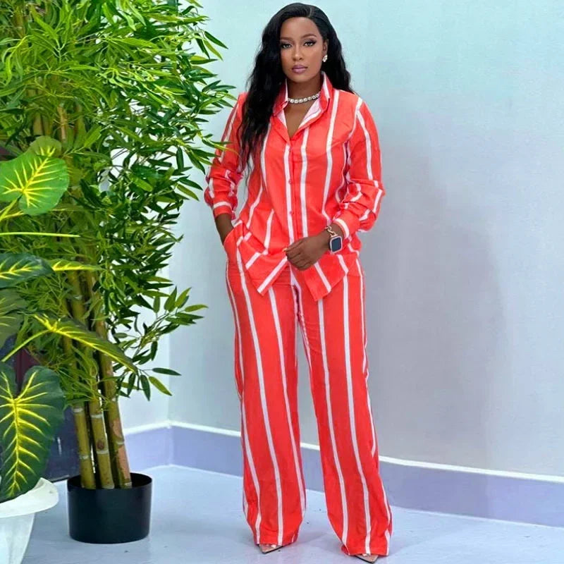 Striped Leisure Two Piece Set