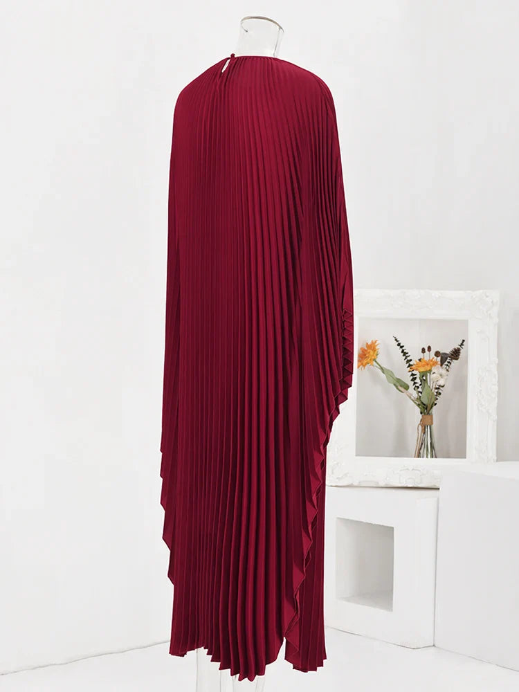 Elegant Pleated Batwing Dress for Women