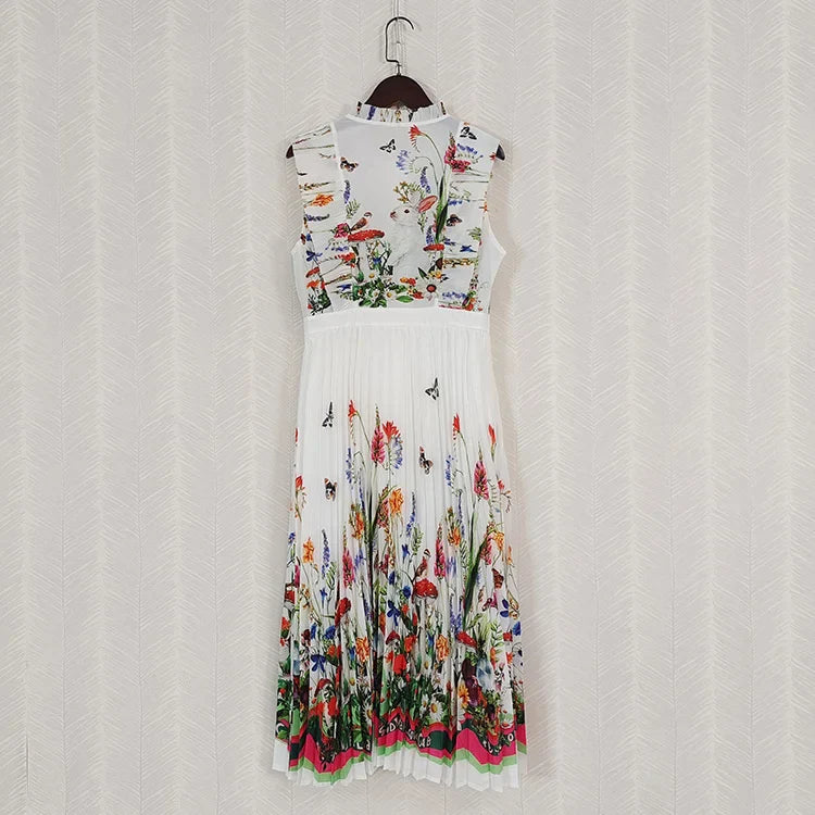 Bright Floral Print Midi Dress for Women