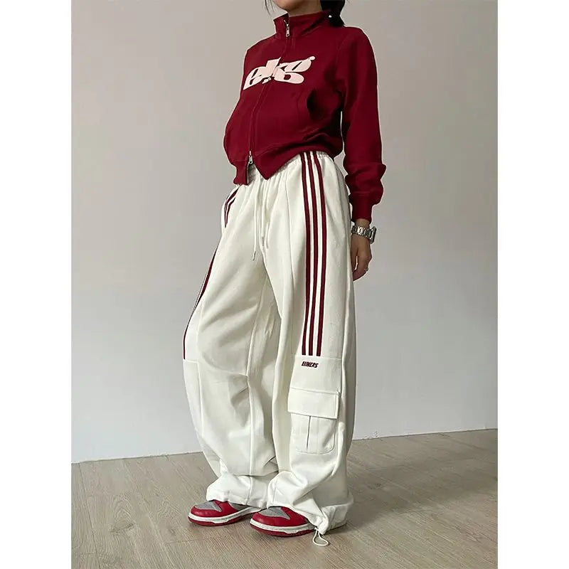 American Retro Relaxed Style Wide Leg Jogger Pant
