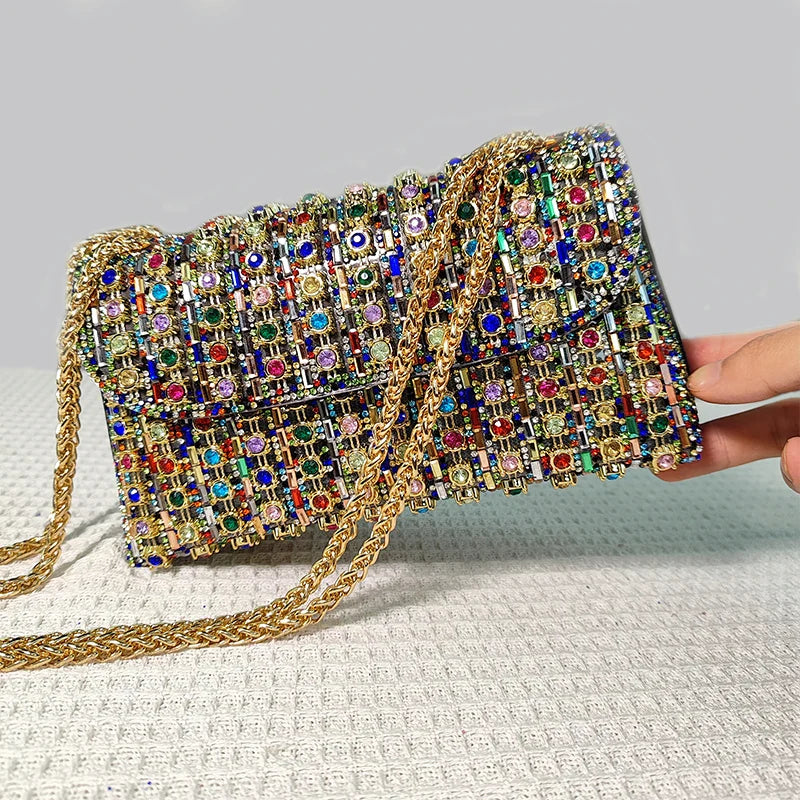 Crystal Embellished Handbag| Stylish Party Purse for Women