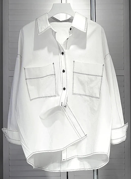 Double Pocket White Denim Design Shirt