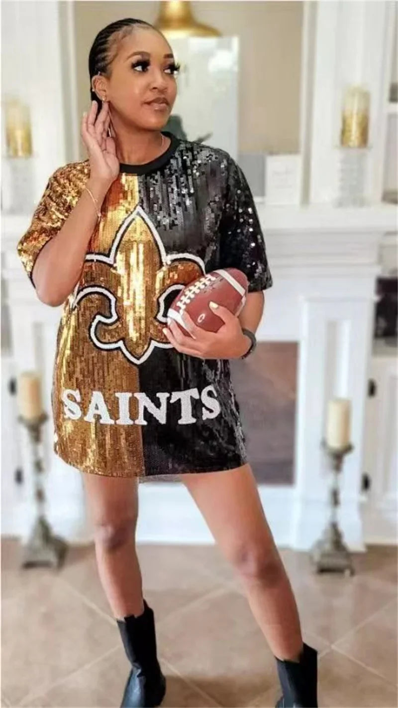 Saints Sequin Fan Tee