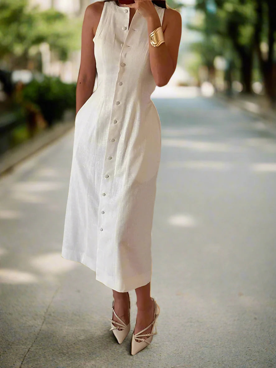 Elegant Sleeveless O-Neck Long Dress
