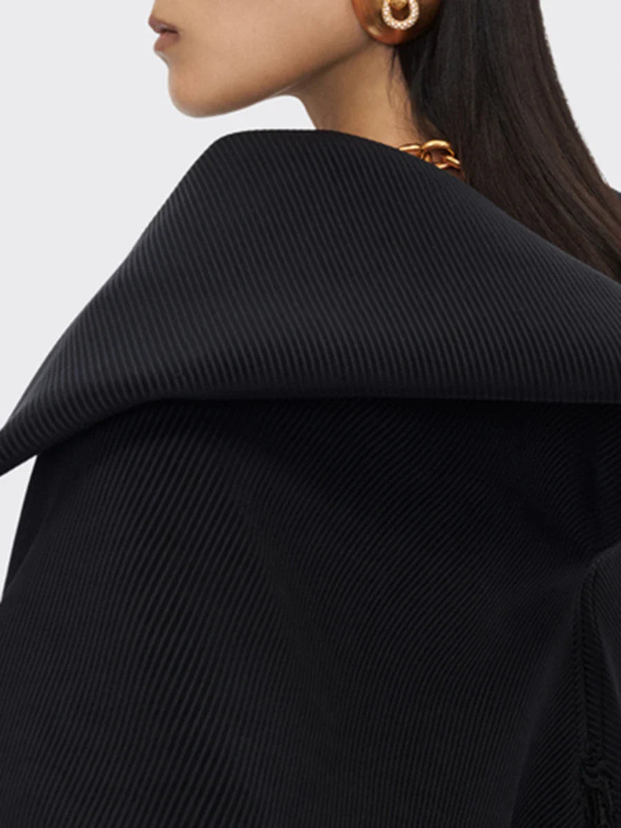 Loose Patchwork Jacket ¨C Zipper, Lace-Up, Long Sleeve