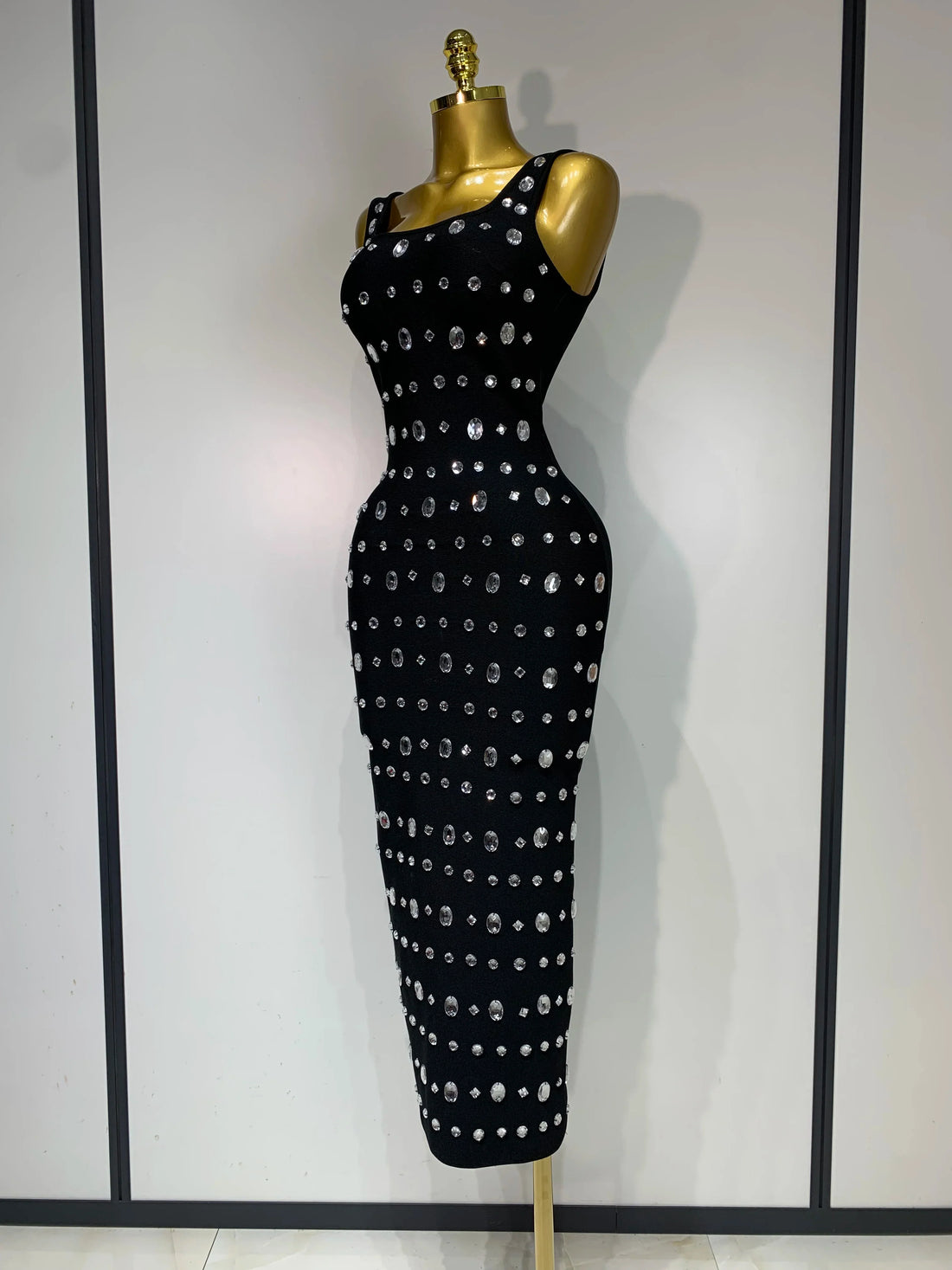 Rhinestone Bodycon Maxi Dress