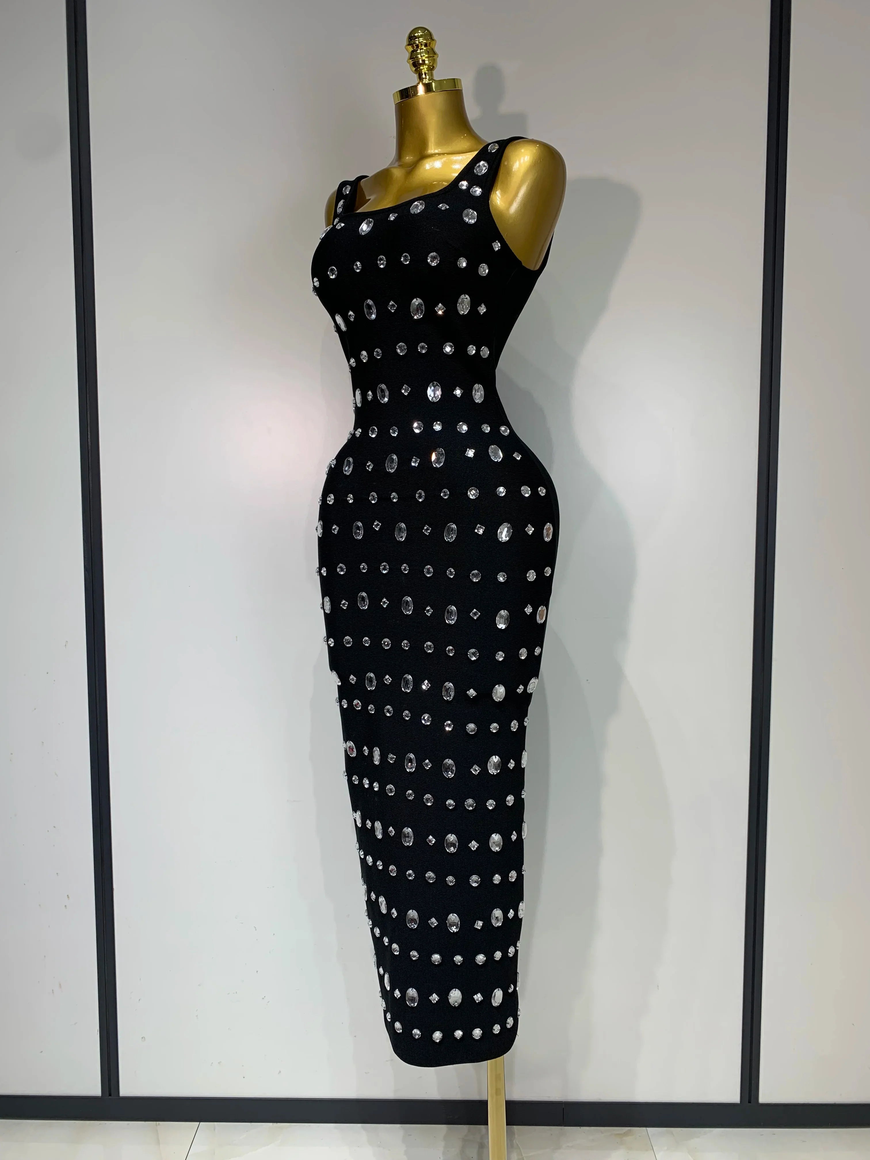 Rhinestone Bodycon Maxi Dress